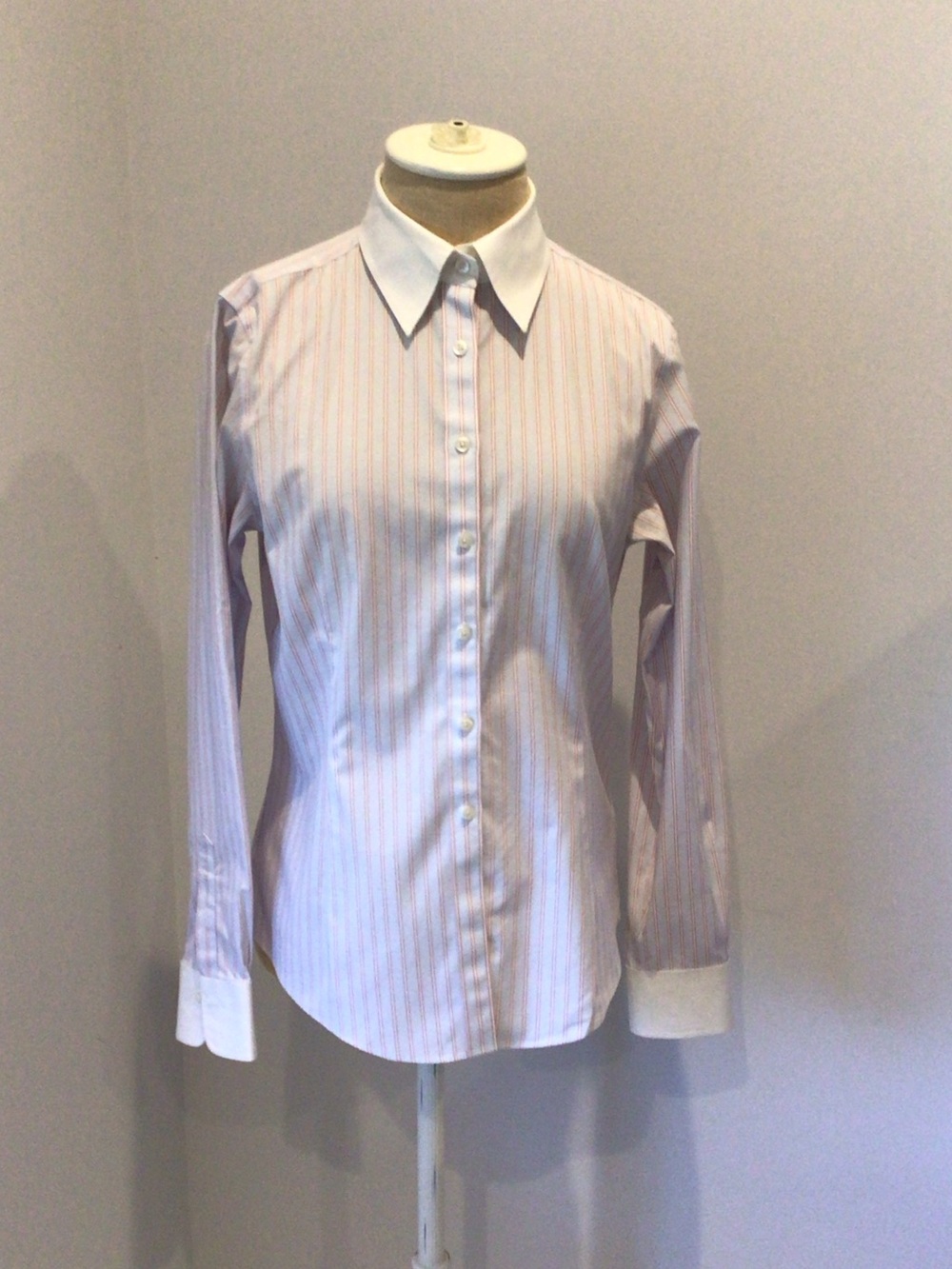 Brooks Brothers Pink Stripe Dress Shirt with White Collar